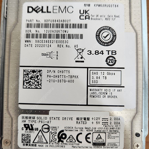 서버파트 델 SSD 3.84TB SAS 6Gbps 2.5인치 팝니다.