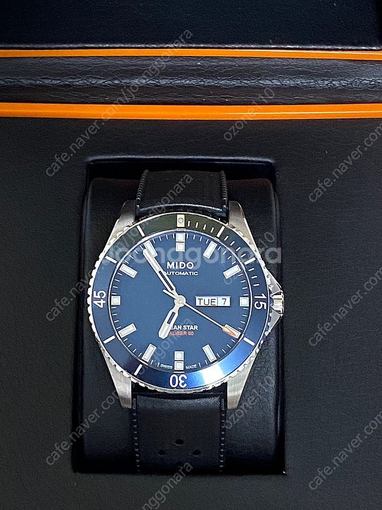 미도 오션스타 200 청판 오토매틱 다이버 시계 풀박스--9