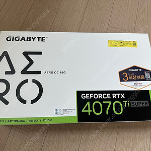 [GIGABYTE] GeForce RTX 4070 Ti SUPER AERO OC D6X 16GB 피씨디렉트 미개봉 판매해요!