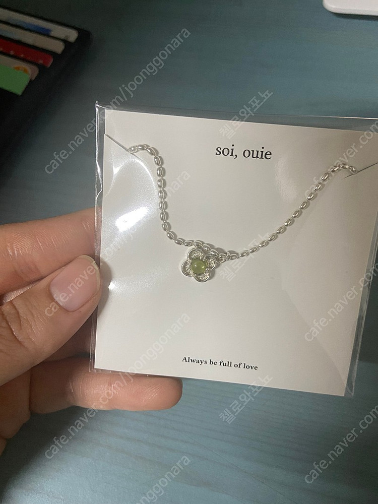 텀블벅 페리도트 천연 꽃 쌀알 목걸이--2