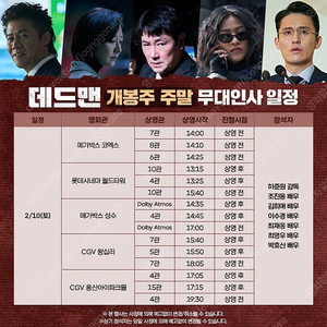 [무대인사] 데드맨 C열 정중앙 1자리 롯시 월드타워 2/10 13:15