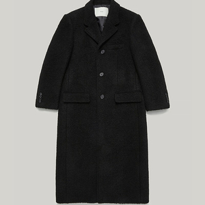 던스트 부클코트 쓰리버튼 투웨이 UNISEX 2-WAY 3 BUTTON BOUCLE WOOL COAT BLACK