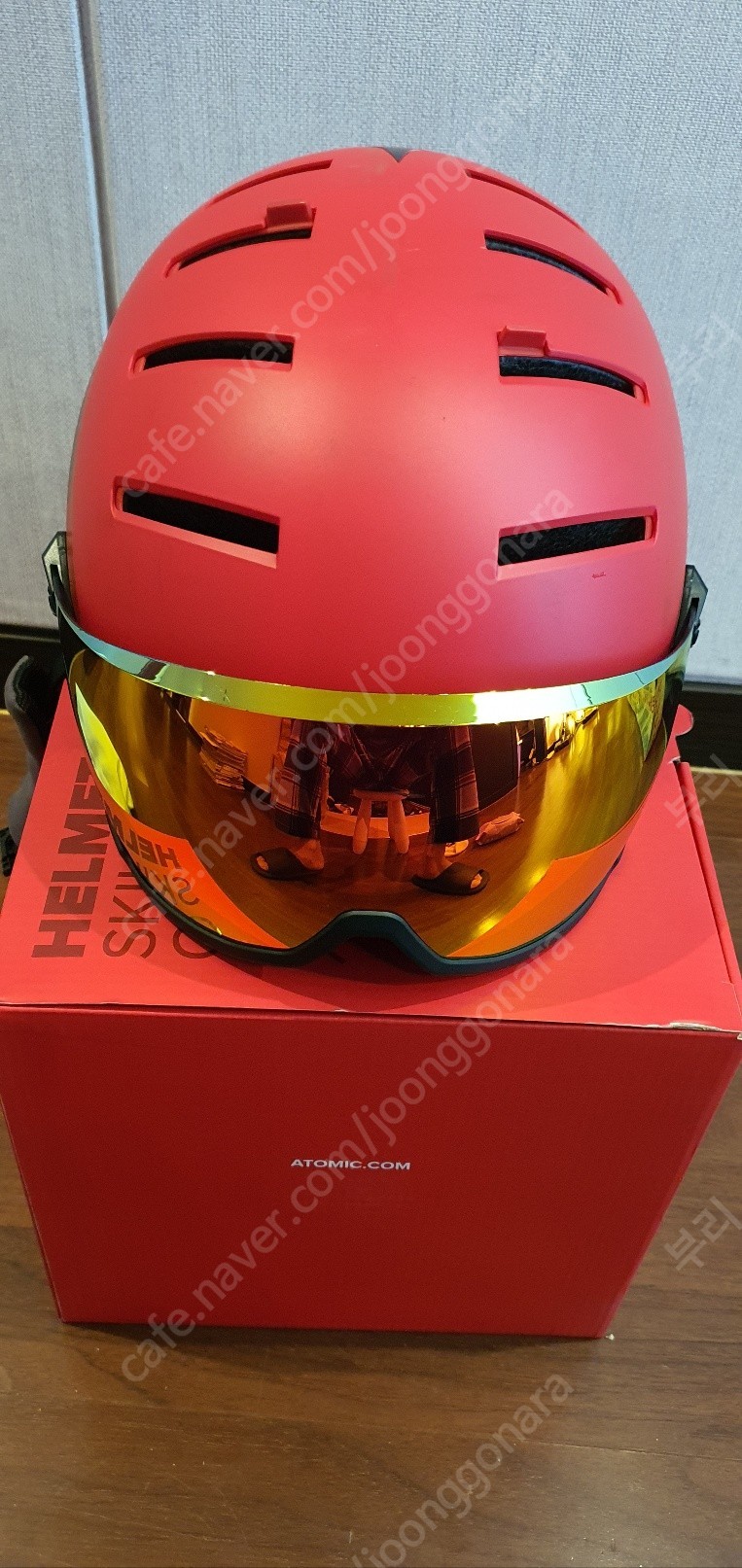 상급 아토믹 빨간색 AIMD HD렌즈 바이져 스키헬멧 판매합니다