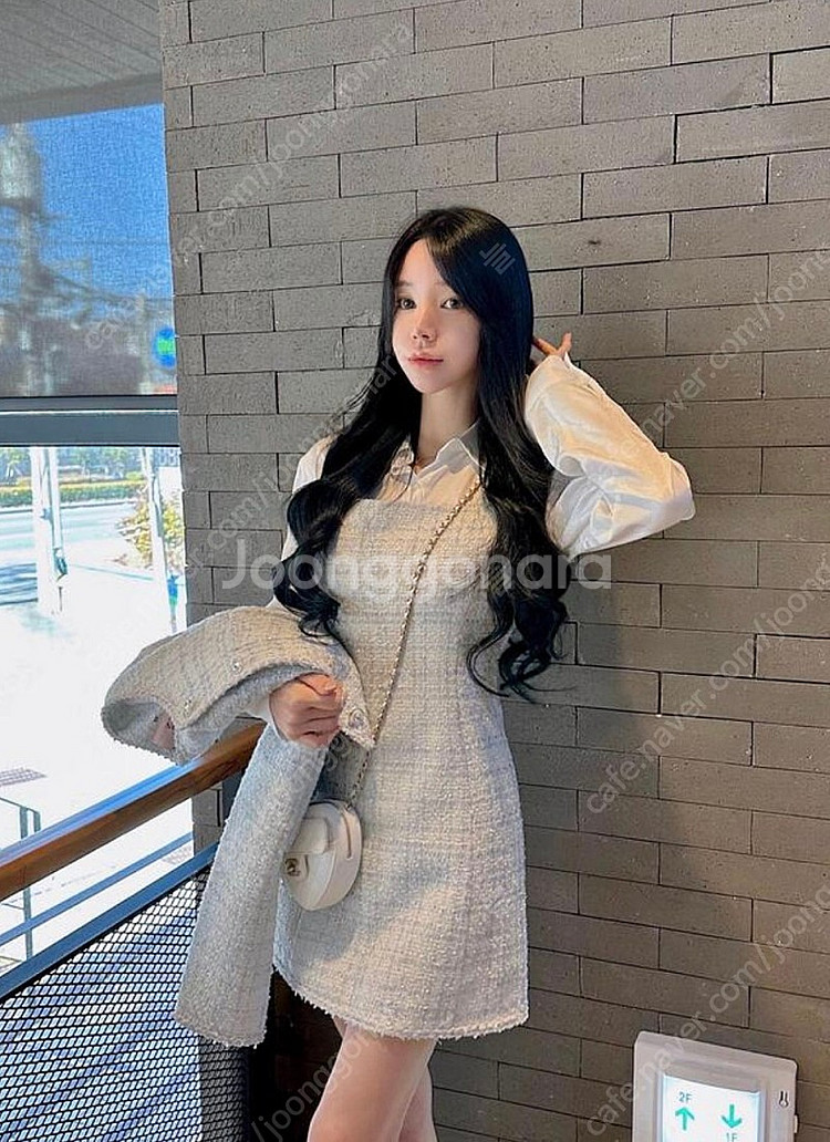메이윤 트위드 뷔스티에 원피스 아이스그레이 S--0