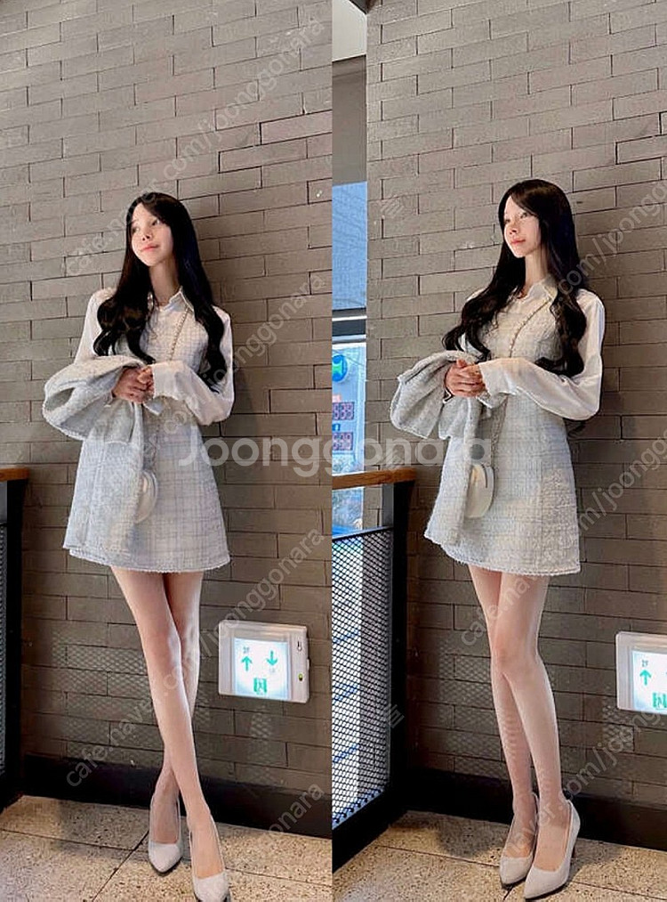 메이윤 트위드 뷔스티에 원피스 아이스그레이 S--1