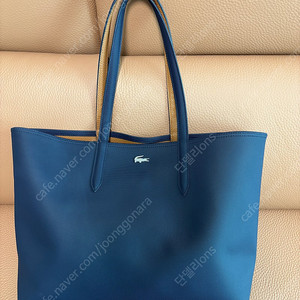라코스테 양면 쇼퍼백 네이비/브라운