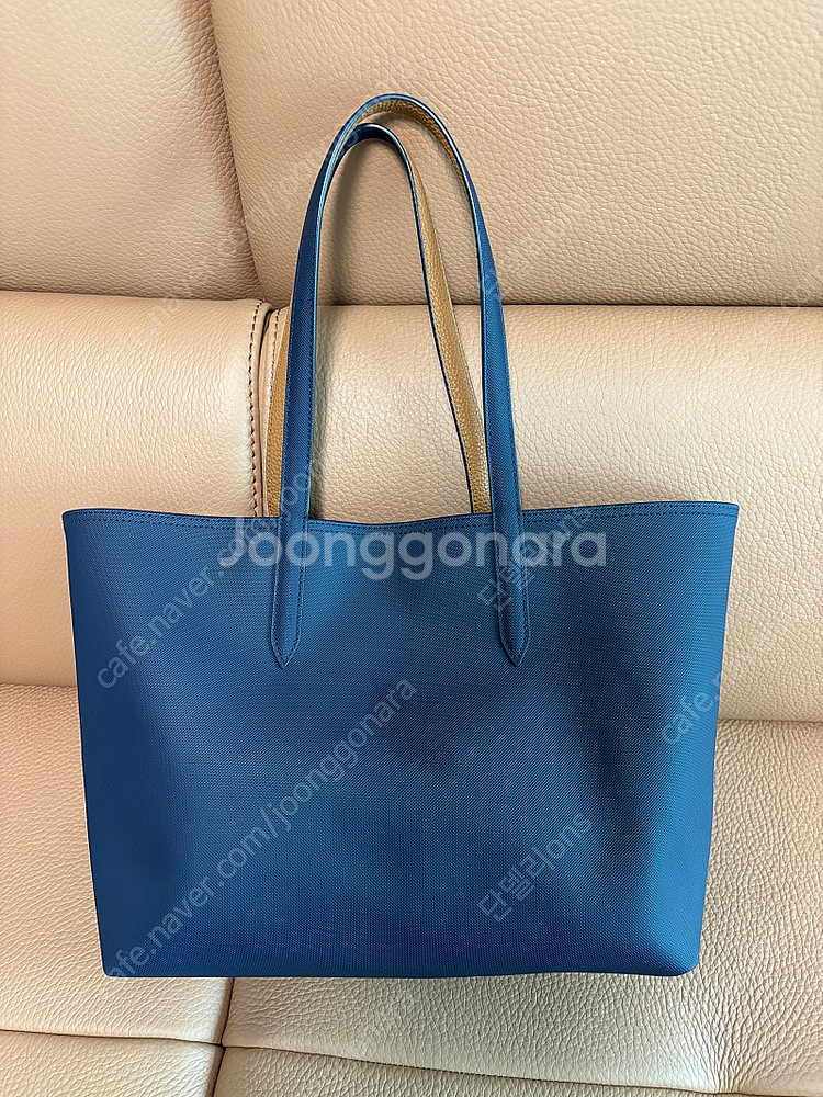 라코스테 양면 쇼퍼백 네이비/브라운--1