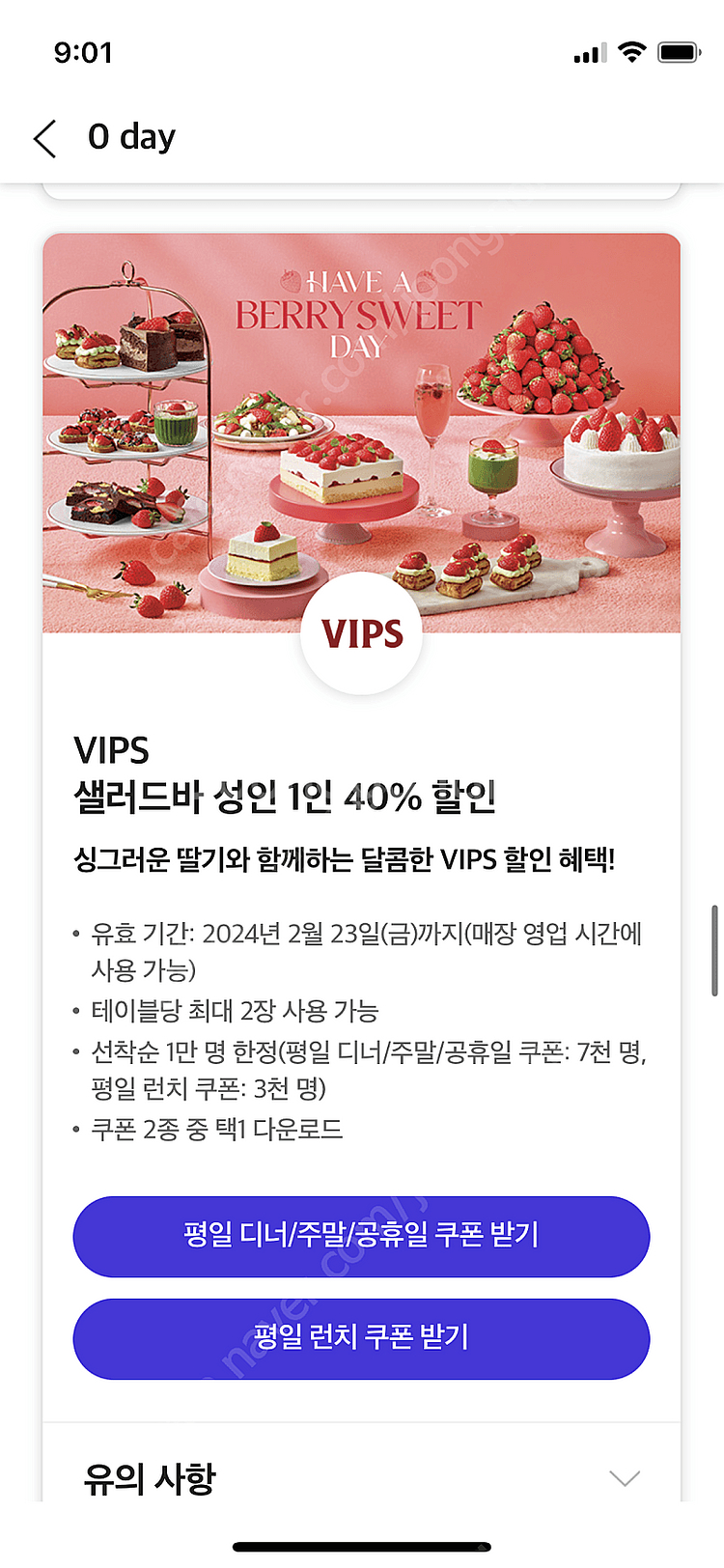 빕스 성인 1인 40% 할인쿠폰( 디너 주말)--0