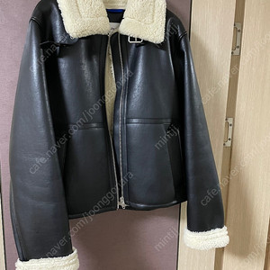 구호플러스 Shearling Leather Jacket - Black