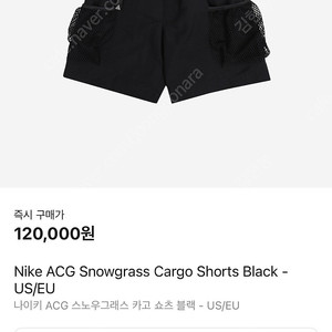 [US S] 나이키 ACG 스노우그래스 카고 쇼츠 블랙