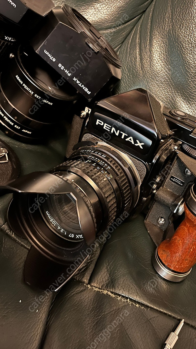 펜탁스 67 중형66필름 풀셋 타쿠마 105mm등등 접사튜브 우드그립 등등 이미지