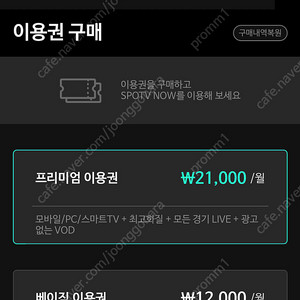 스포티비 나우 프리미엄 1개월 이용권 13000원