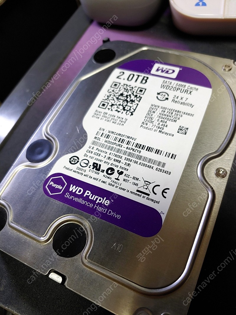 WD PURPLE 5400/256M 퍼플 (WD64PURX 2TB)-웨스턴 디지털 하드디스크-cctv.nas용 택포