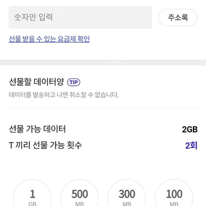 SKT 데이터 2GB 2기가 일괄 3000원