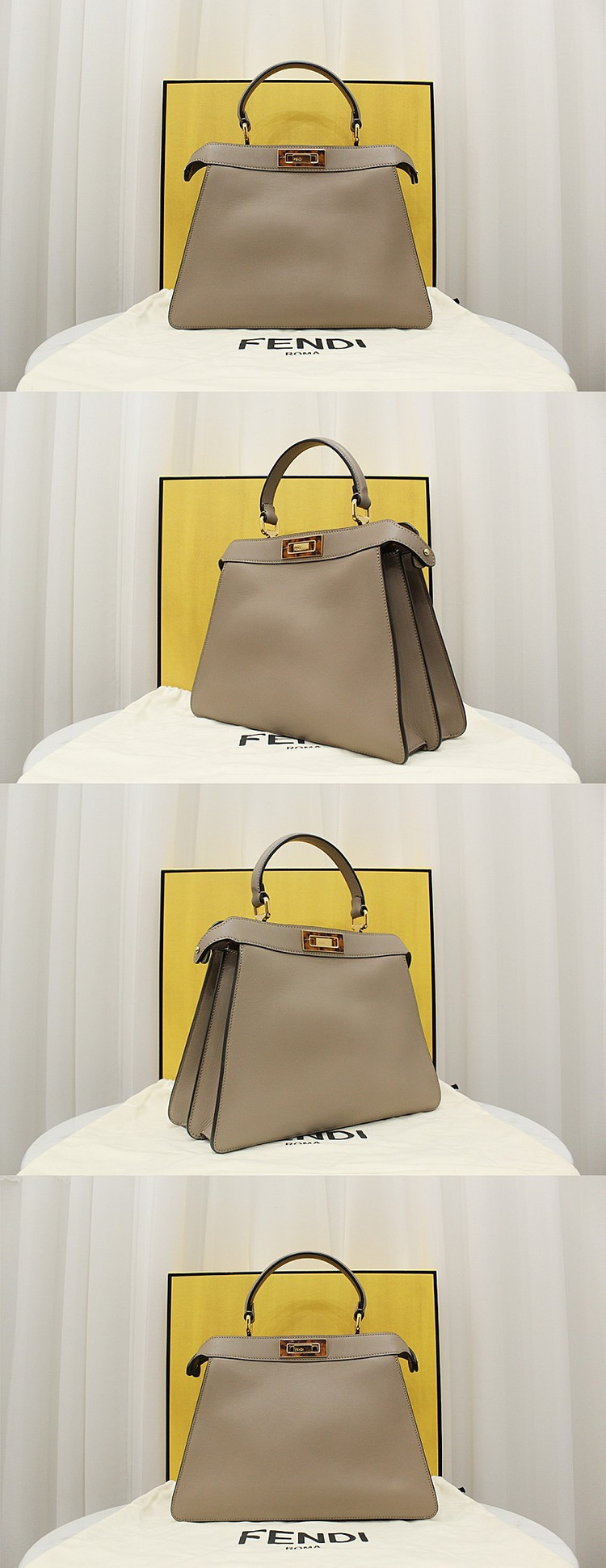 [중고명품다올] 펜디 피카부 아이씨유 미듐 도브그레이 금장 탑핸들 토트&숄더백 8BN321 상태 S급 이미지