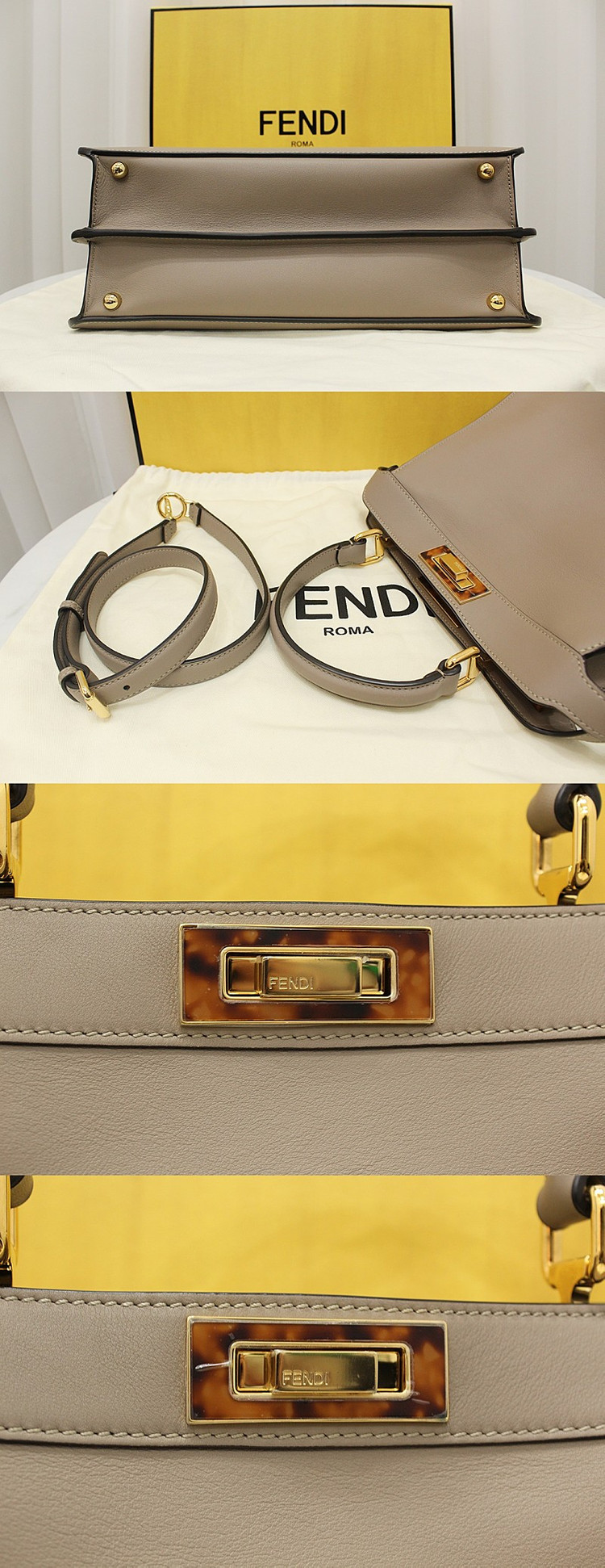 [중고명품다올] 펜디 피카부 아이씨유 미듐 도브그레이 금장 탑핸들 토트&숄더백 8BN321 상태 S급 이미지