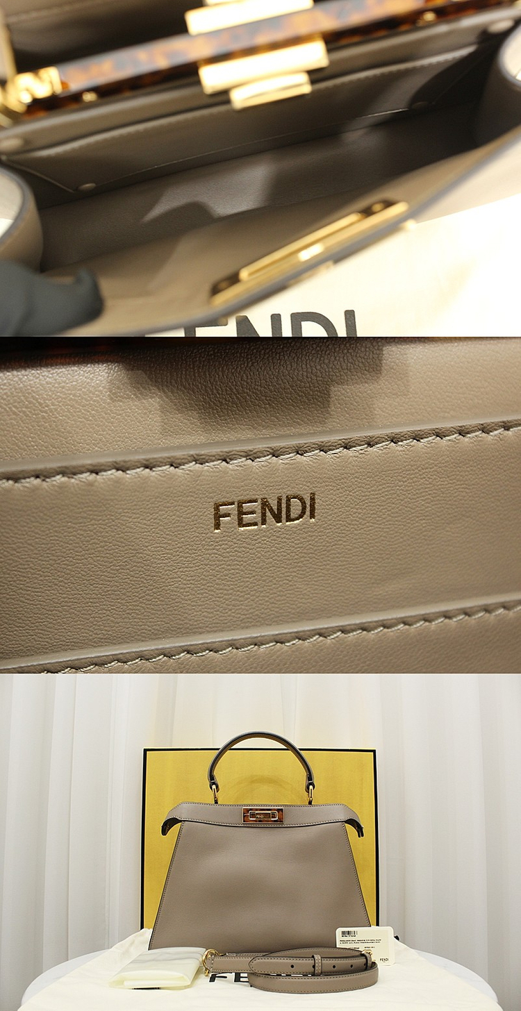 [중고명품다올] 펜디 피카부 아이씨유 미듐 도브그레이 금장 탑핸들 토트&숄더백 8BN321 상태 S급 이미지