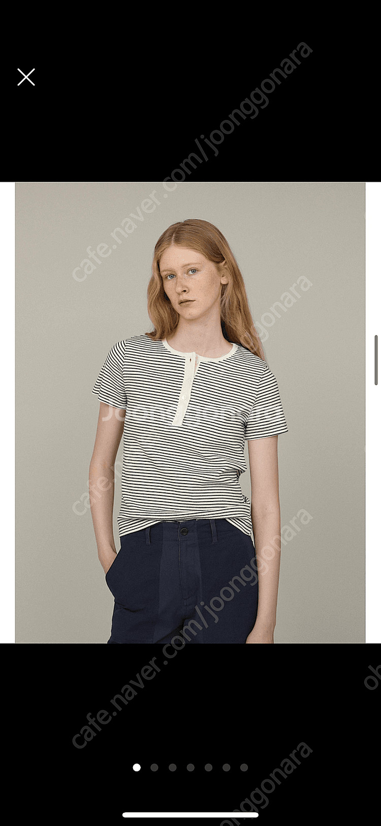 로우 반팔티 Ribbed button tee_ivory...--0