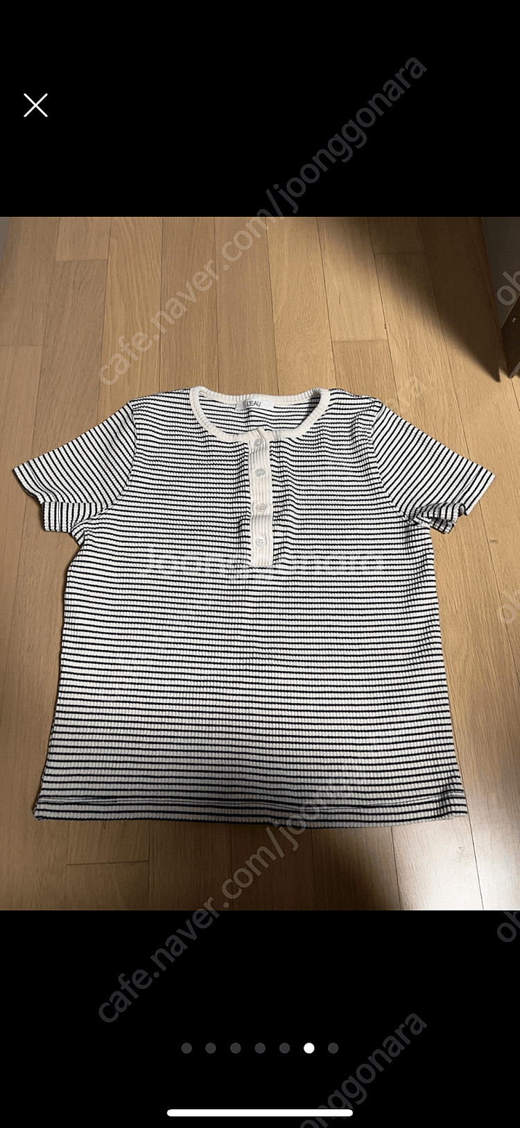 로우 반팔티 Ribbed button tee_ivory...--5