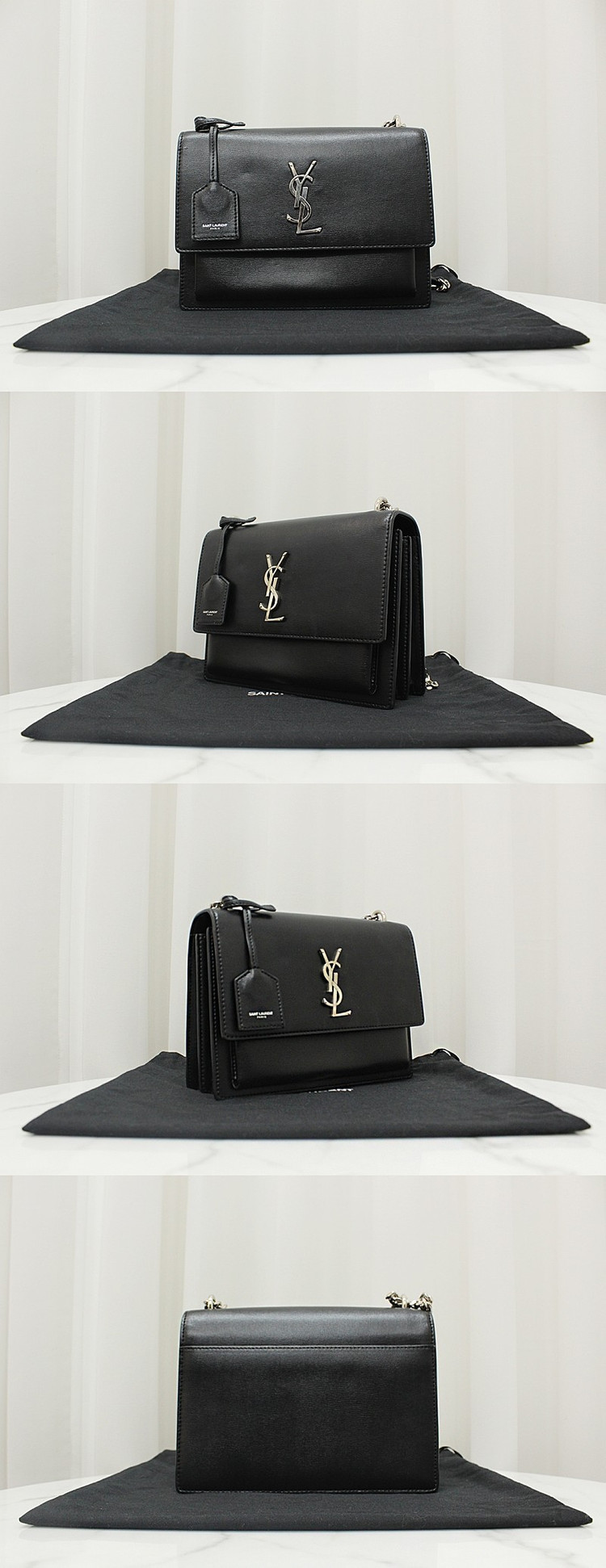 [중고명품다올] 생로랑 모노그램 선셋 블랙 은장 미듐 체인 숄더백 442906 상태 S급 이미지