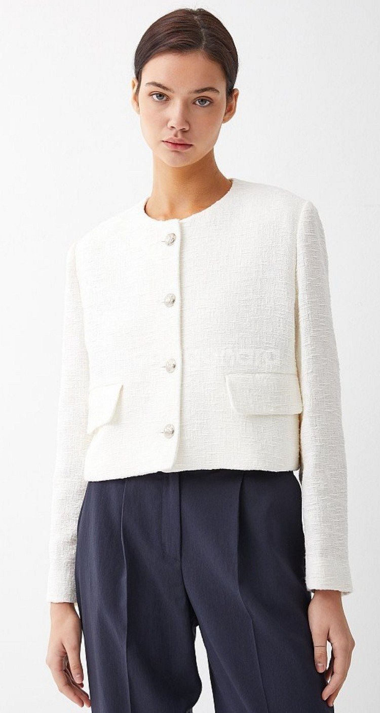 [새상품]보브(VOV) 크롭트 버튼업 트위드 자켓--0