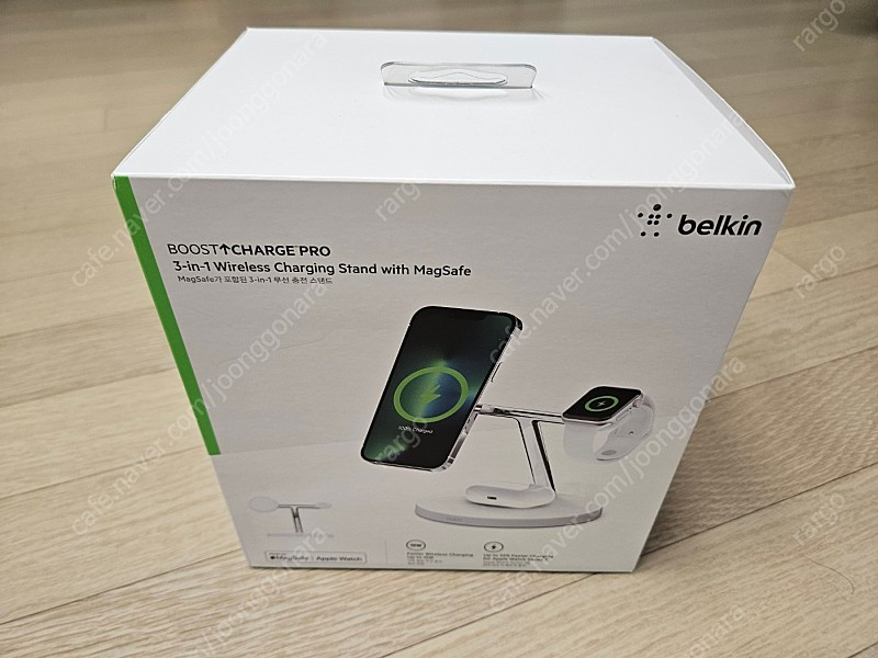 벨킨 부스트업 프로 3in1 맥세이프 15W 무선 충전 스탠드 WIZ017kr 화이트 미개봉--1