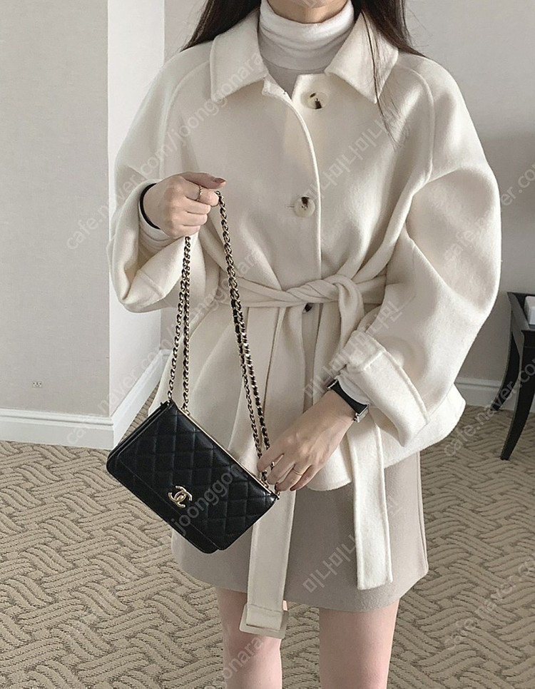 소녀레시피 로어 싱글 숏 핸드메이드 코트 크림 이미지