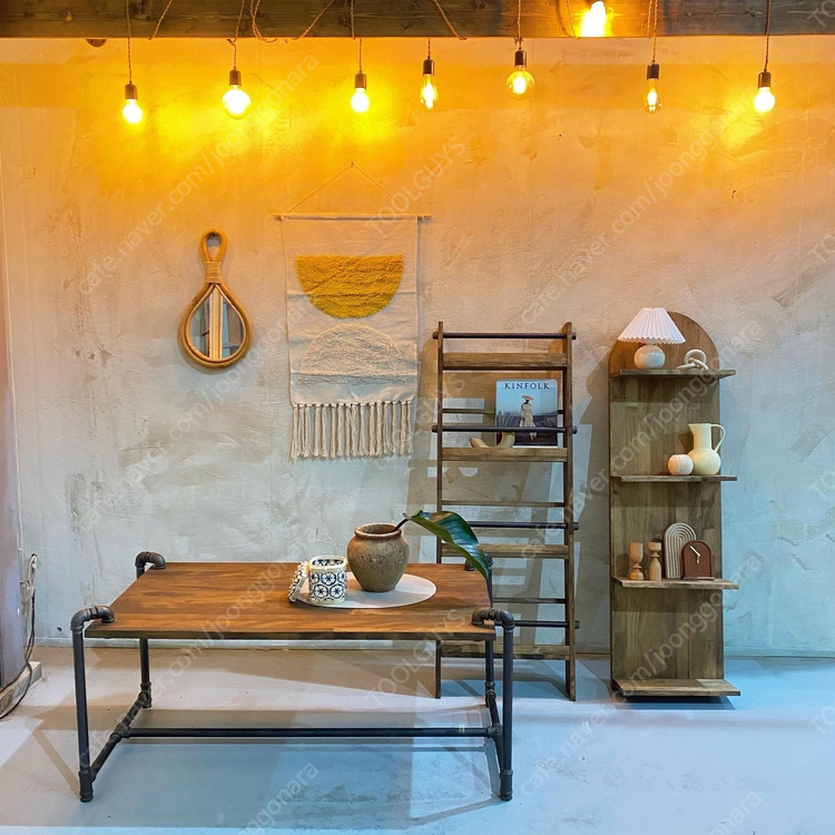 전시/협찬가구 할인판매 [2인4인 테이블 우드선반 책상 3인 바테이블] 이미지