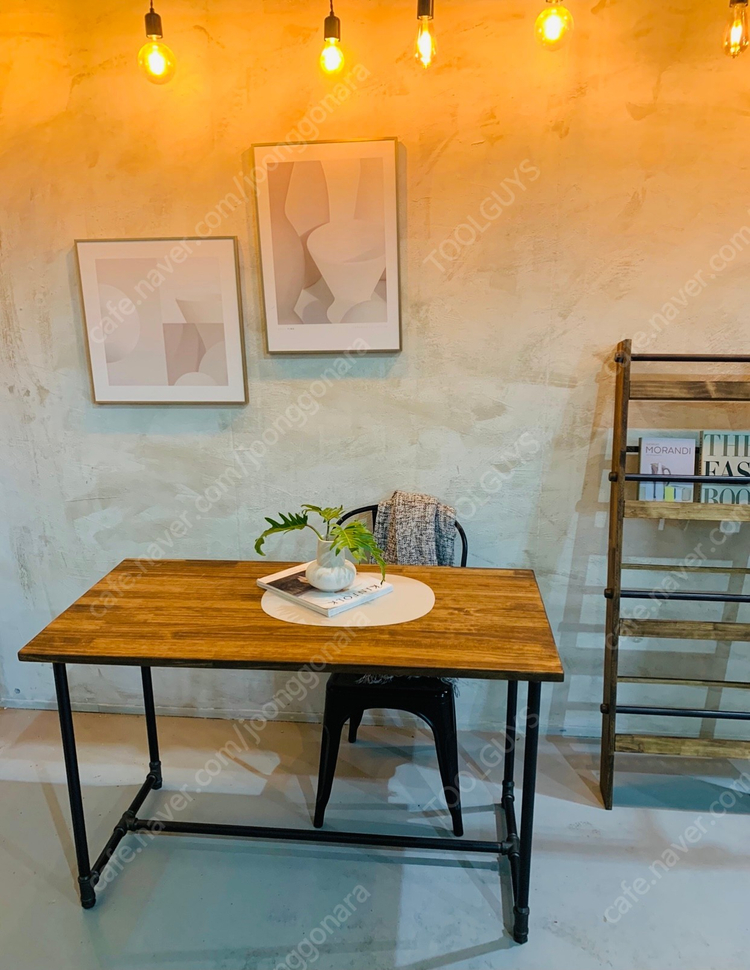 전시/협찬가구 할인판매 [2인4인 테이블 우드선반 책상 3인 바테이블] 이미지