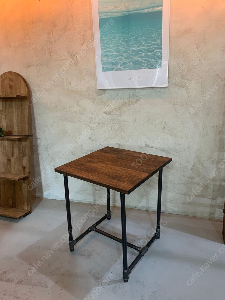 전시/협찬가구 할인판매 [2인4인 테이블 우드선반 책상 3인 바테이블] 이미지