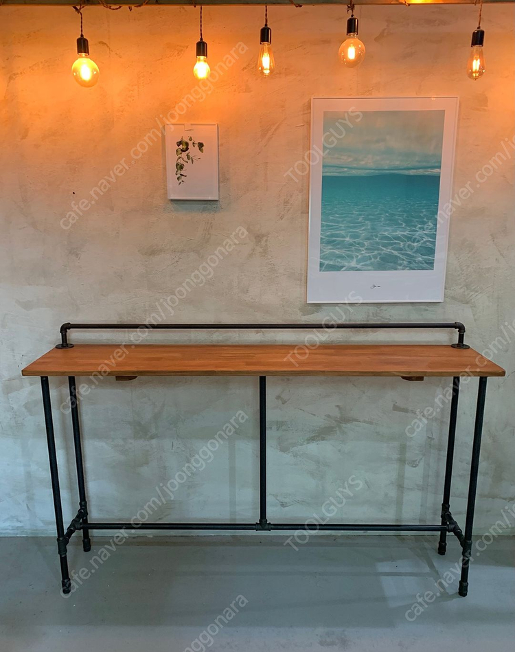 전시/협찬가구 할인판매 [2인4인 테이블 우드선반 책상 3인 바테이블] 이미지