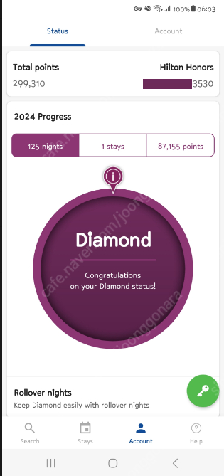 힐튼 다이아몬드 티어 기프트 판매합니다. 이미지