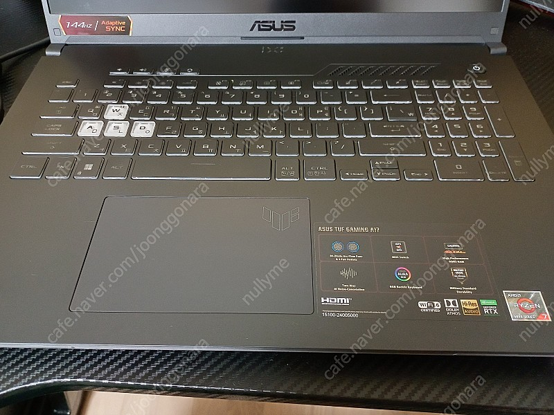 게이밍 노트북 ASUS TUF FA707RM (RTX3060, 램 업그레이드) 팝니다. 이미지