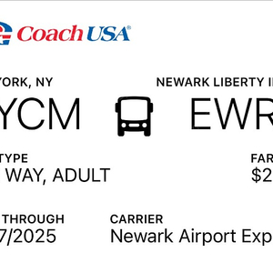 뉴와크공항 버스 티켓 팝니다 Newark Airport Express Bus ticket