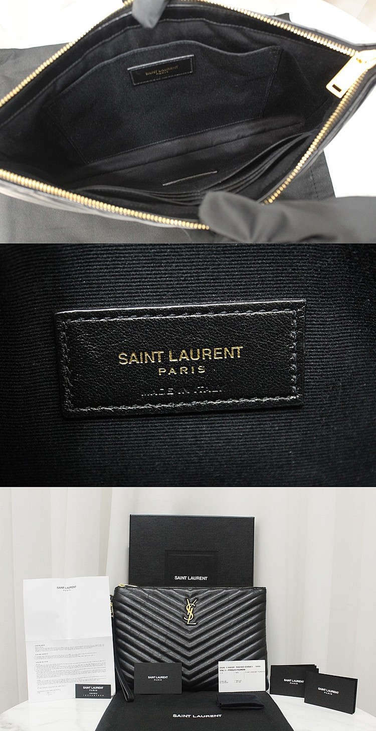 [중고명품다올] 생로랑 모노그램 마틀라세 블랙 금장 미듐 파우치&클러치 559193 상태 S급 이미지