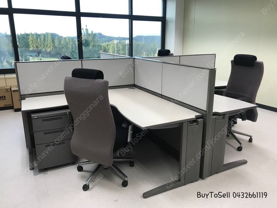 퍼시스 L형책상 메쉬의자 파티션 중고사무용가구 대량판매 이미지