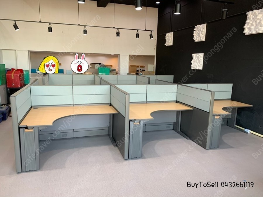 퍼시스 L형책상 메쉬의자 파티션 중고사무용가구 대량판매 이미지