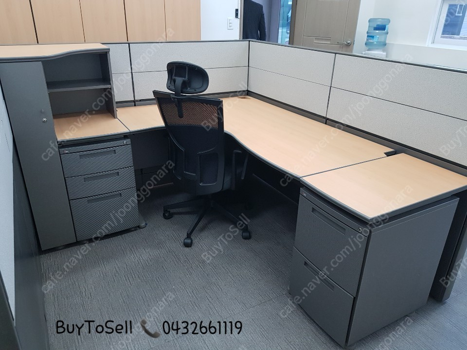 퍼시스 L형책상 메쉬의자 파티션 중고사무용가구 대량판매 이미지