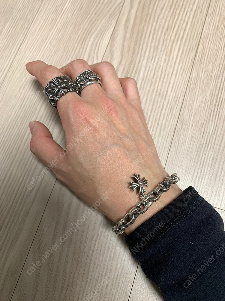 [8인치] 크롬하츠 페이퍼체인 라지 크로스 참 커스텀 팔찌 이미지