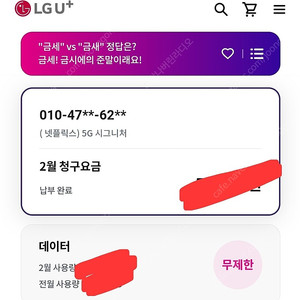 lg 데이터 1기가 2000원, 총 2기가 가능