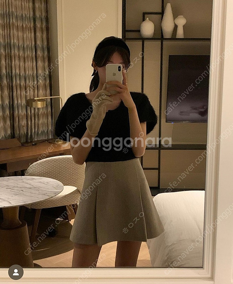 르플레인 뮤트스커트 베이지/블랙 s 새상품 판매합니다--0