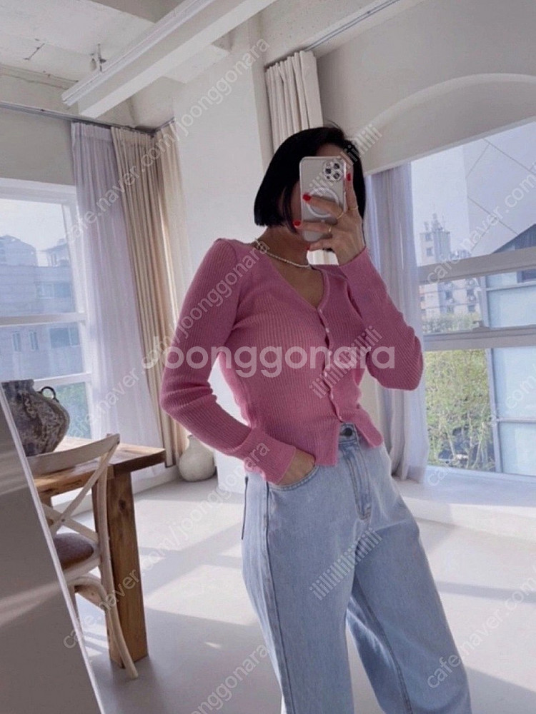 새상품 드마르 핑크 젤리 가디건--1