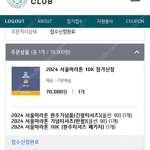 2024 서울마라톤 동아마라톤 10K 패키지 판매 (티셔츠 옵션 90)