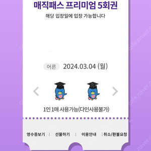 3.4(월)롯데월드 매직패스 5회권 4장