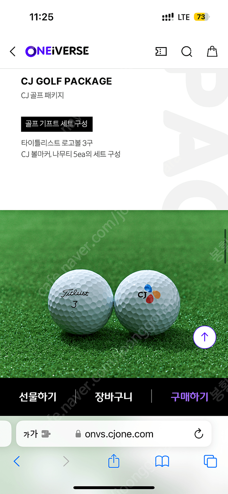 CJ 골프 기프트세트(골프공, 볼마커, 나무티) 이미지