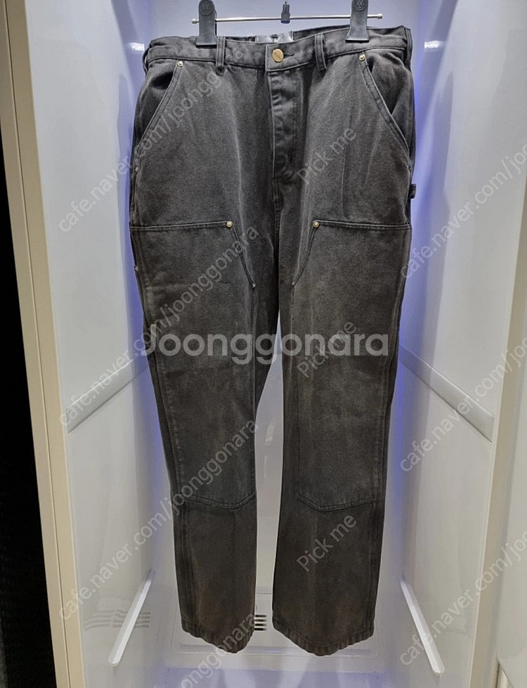 칼하트wip 카펜터 더블니 흑청 바지 L--0