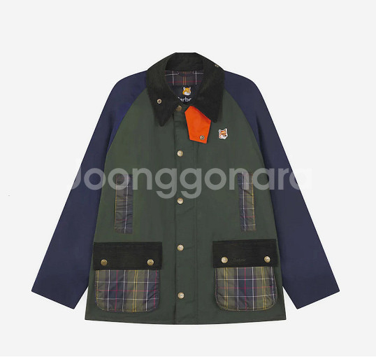 바버 x 메종 키츠네 뷰포트 패치워크 왁스 자켓 아이리...--0