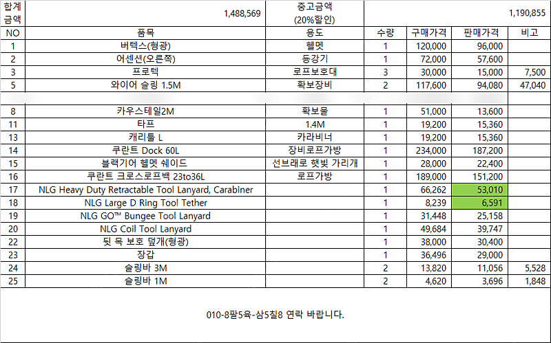 산업용 자일로프 장비 세트 일괄 및 각개 판매합니다.