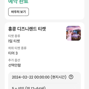 홍콩 디즈니랜드 티어3 2인 입장권 급처