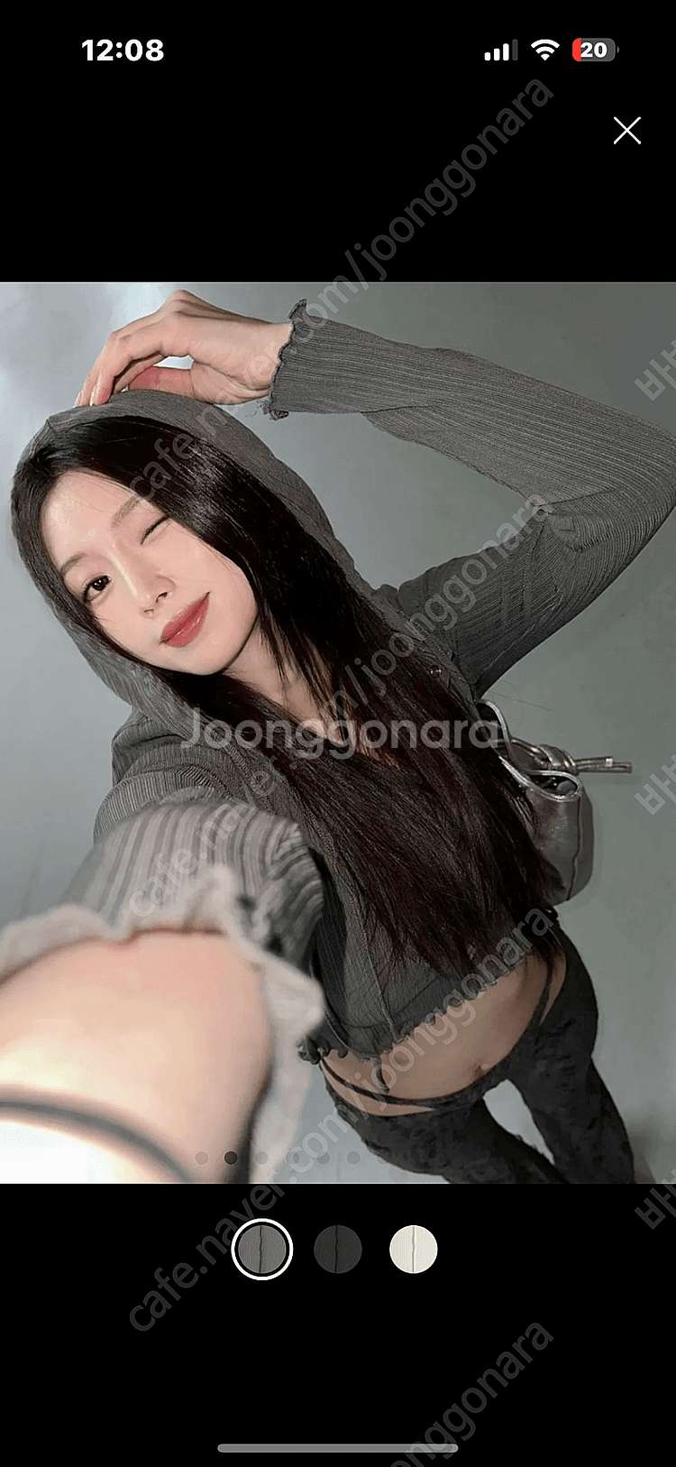 Cider 샵사이다 스티치 버튼 디테일 크롭 후드티 1...--0
